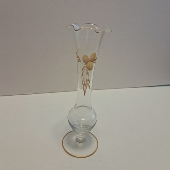 Vintage glass vase 8" gold embossed - Picture 3 of 3